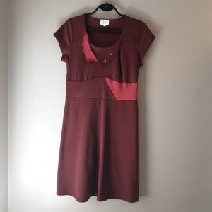 Spruce Clothing Burgundy Short Sleeve Bespoke Jersey Dress Size Medium